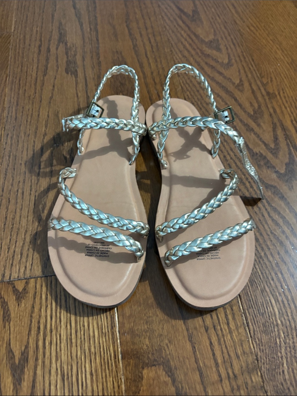 Toms Braided Metallic Gold Strappy Sandals - Women
